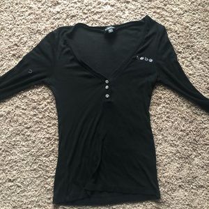 Rhinestone v neck shirt